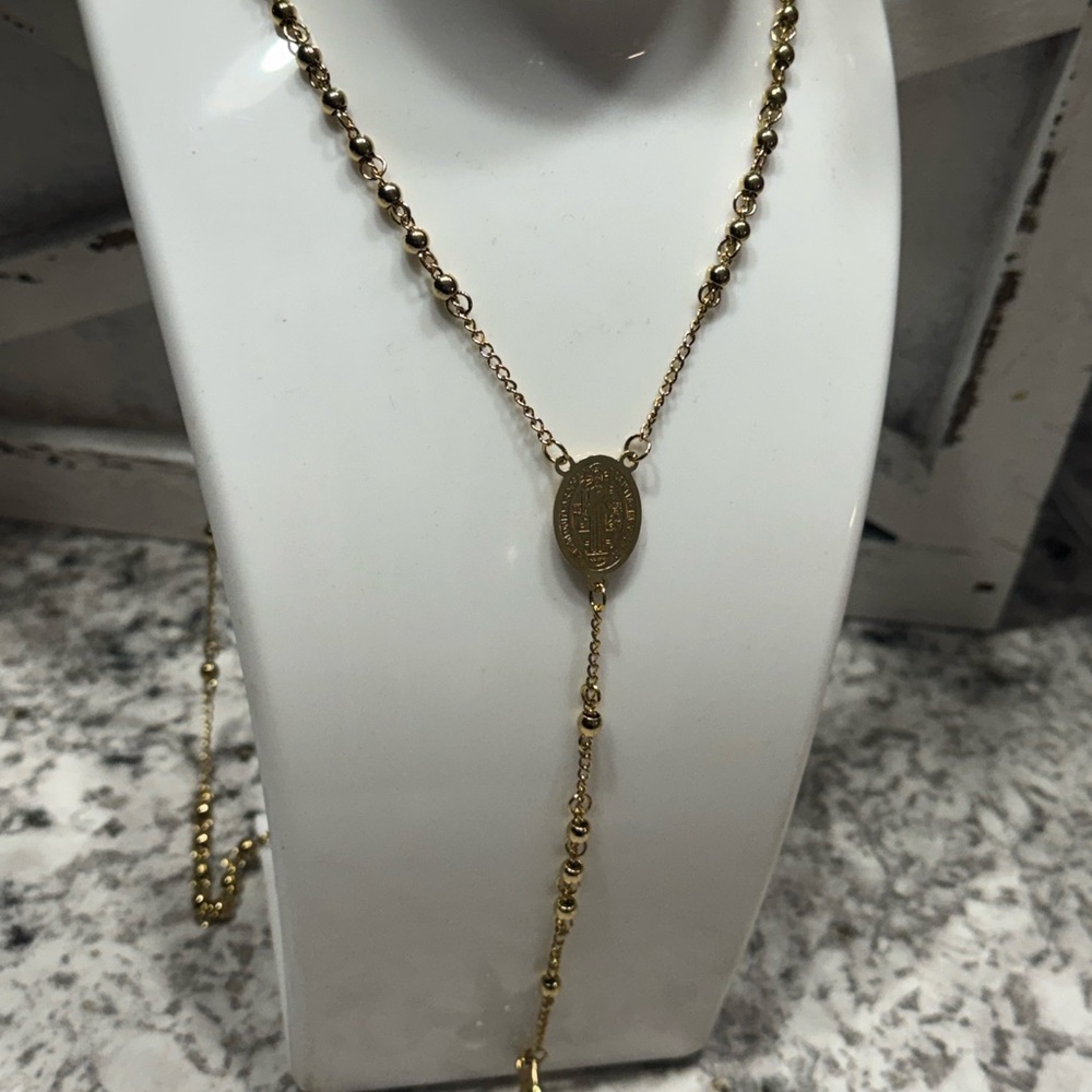 Beautiful St Benedict Gold  Stainless Steel Rosary 📿